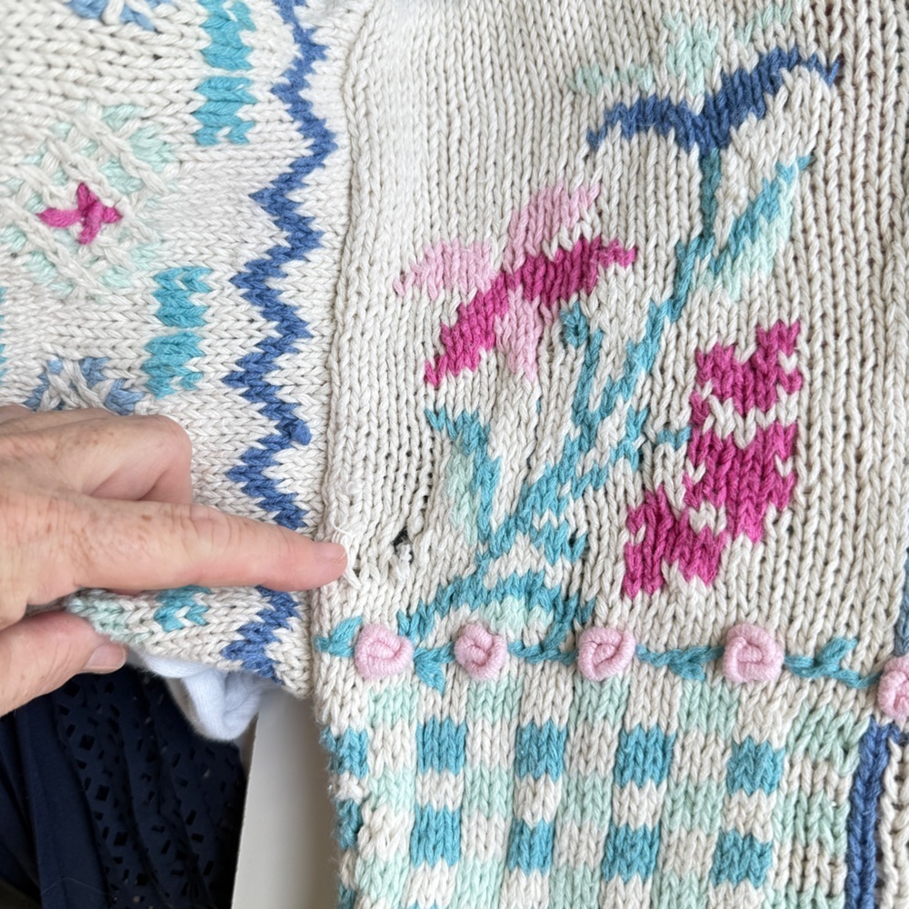 Bryn Connelly Boho Patchwork Textured Cardigan in Soft Pastels Medium - Picture 11 of 13